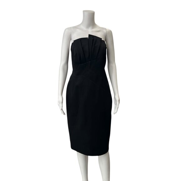 Michael Kors Collection Black Cotton Strapless Mini Sheath Dress size 8